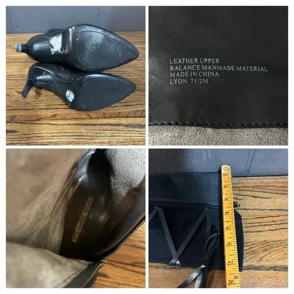 Via Spiga Black Leather Knee High Heeled Boots Women’s Size 7.5 - Picture 8 of 12